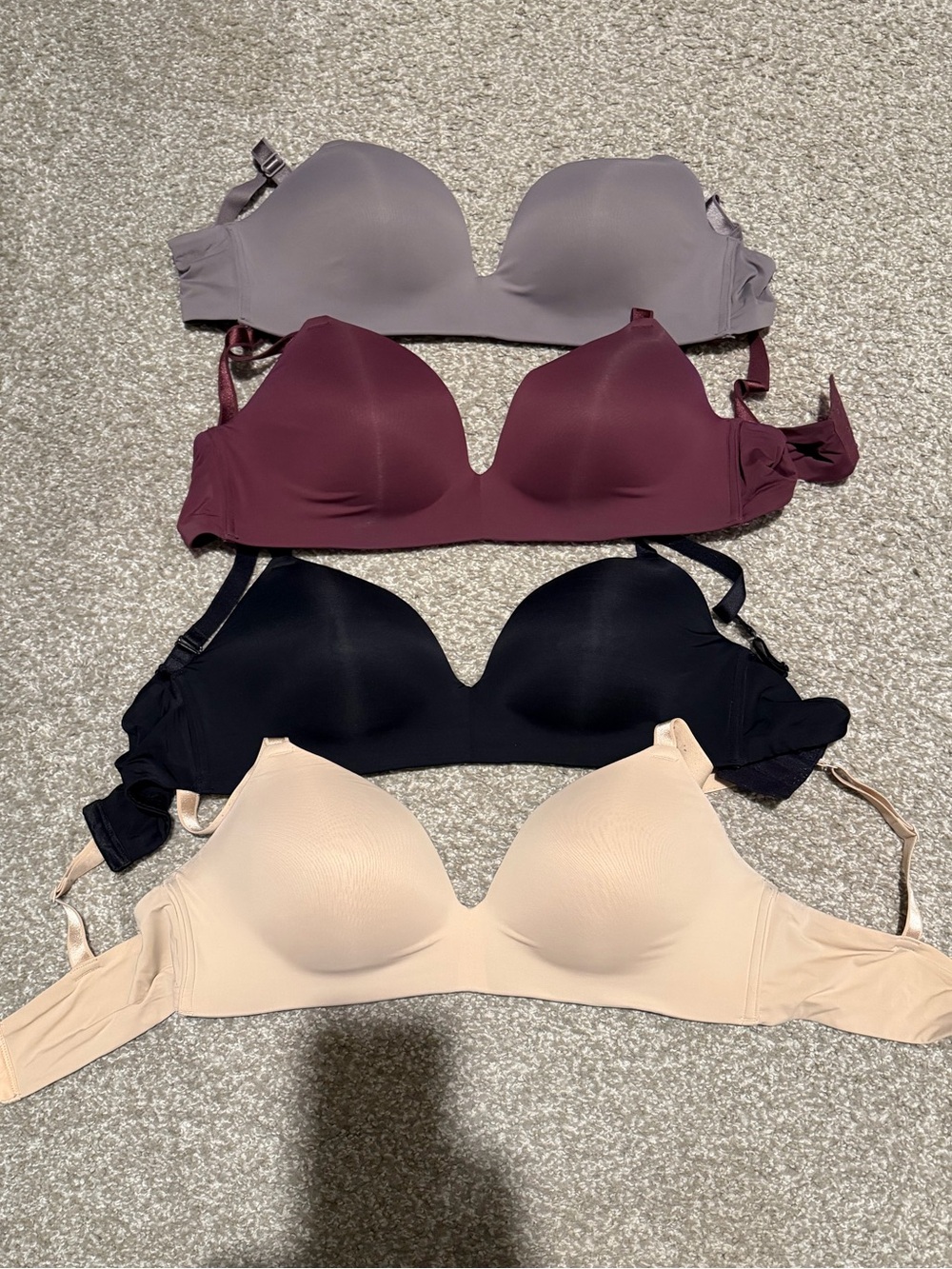 Auden Seamless T-Shirt Bras - Taupe, Burgundy, Black, Nude